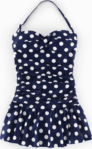 Boden, 1669[^]35237585 Sorrento Skirt Swimsuit Sailor Blue Spot Boden,