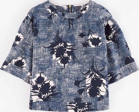 Boden, 1669[^]35187913 Square Tee Blue Textured Flower Boden, Blue