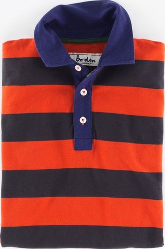 Boden, 1669[^]34914820 Striped Pique Polo North Sea Grey/Pumpkin Boden,