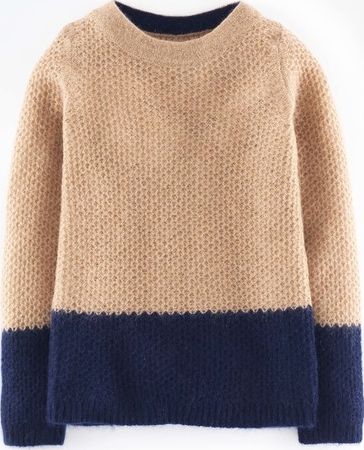 Boden, 1669[^]35200427 Textured Mohair Mix Jumper Caramel Melange/Navy