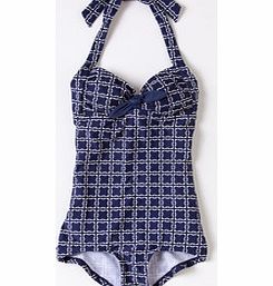 Tie Front Swimsuit, Mariner Blue Flower