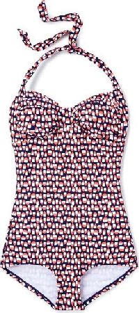 Boden, 1669[^]34669044 Vintage Boyleg Swimsuit Sailor Blue Geo Boden,