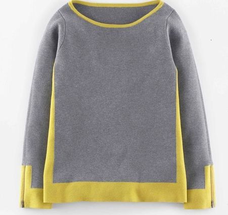 Boden, 1669[^]35065440 Zip Sleeve Jumper Grey Melange/Chartreuse Boden,