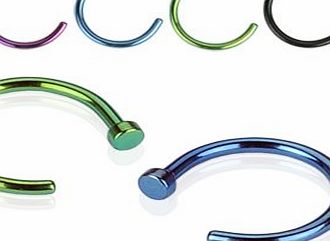 Body Jewellery Shack Set of 4 (8mm) Nose, Lip, hoop, Ear ring bar in Titanium IP Black, Green, Pink, Blue.