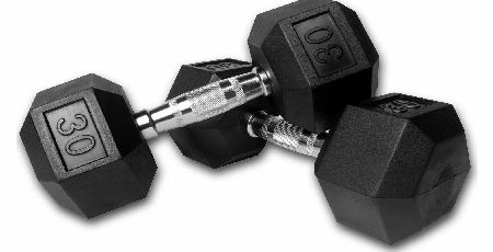 Body Power Rubber Hex Ergo Dumbbells - 9Kg (x2)