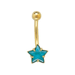 Body Shock Hollywood Star Navel Bar In 14 Carat Yellow Gold