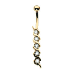 Body Shock Just Gems Navel Bar In 9 Carat Yellow Gold