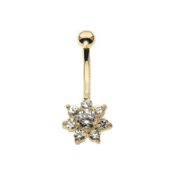 Body Shock Star Eight Navel Bar In 9 Carat Yellow Gold