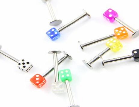 BODYA 316L Surgical Steel 16 Guage 1.2mm 10pcs Dice Labrets Lip Ear Bone Bar Stud Chin Tongue Ring Body Piercing Jewelry Random Color