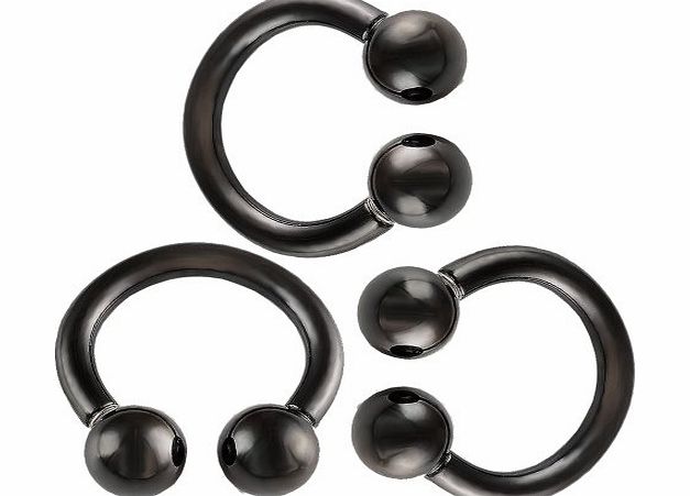 bodyjewelry 14g 14 gauge 1.6mm 5/16 8mm black anodized circular barbell bulk eyebrow bar lip tragus horseshoe rings AIAK Body Piercing Jewellery Set 3