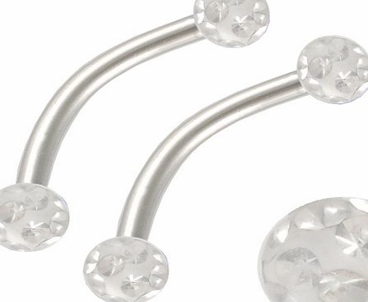 bodyjewelry 16g 16 gauge 1.2mm 1/2 12mm Steel eyebrow lip bar ear tragus ring curve straight barbell Crystal Ferido ball AHWT Body Piercing Jewellery 2pcs