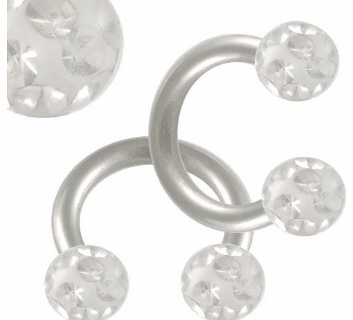 bodyjewelry 16g 16 gauge 1.2mm 1/4 6mm steel eyebrow lip bars ear tragus horseshoe rings circular barbells Clear Crystal Ferido balls EABP Body Piercing Jewellery 2pcs