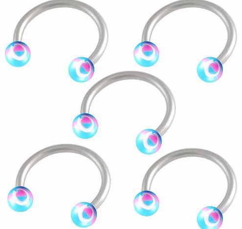 bodyjewelry 16g 16 gauge 1.2mm 3/8 10mm steel circular barbell bar ring lip ear tragus studs eyebrow FBWX Body Jewellery Piercing 5Pcs