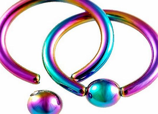 bodyjewelry 16g 16 gauge 1.2mm 5/16`` 8mm Anodized Steel eyebrow lip tragus bars ear closure ring bcr captive bead Rainbow Body Piercing Jewellery Set 2 AEHS