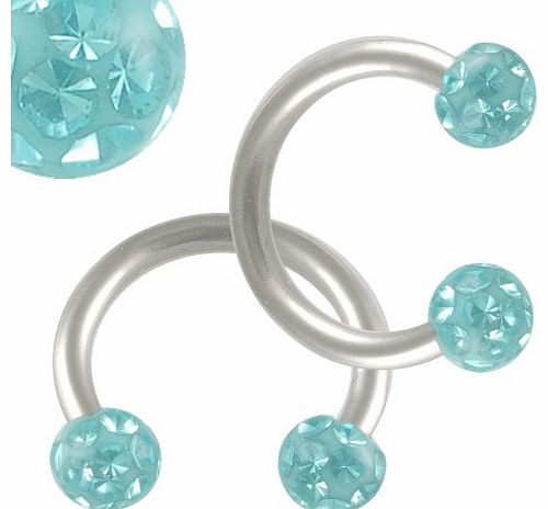 bodyjewelry 16g 16 gauge 1.2mm 5/16 8mm steel eyebrow lip bars tragus horseshoe rings circular barbells Aquamarine Crystal AHXM Body Piercing Jewellery Set of 2