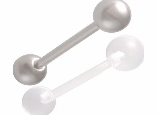 2Pcs 14g 14 gauge 1.6mm 19mm steel tongue bar ring tounge stud nipple straight barbell ear Body Piercing Jewellery HAII