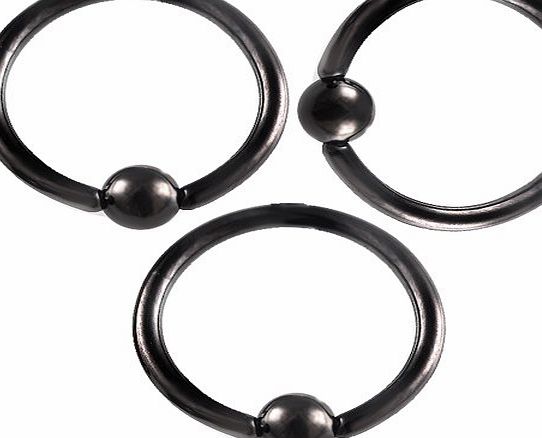 bodyjewelry 3Pcs 16g 16 gauge 1.2mm 3/8 10mm black Anodized Steel eyebrow lip bars ear tragus rings ball closure bcr captive bead AIMZ Jewellery Body Piercing