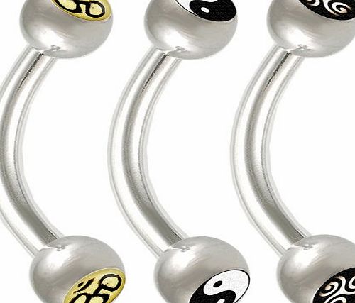 bodyjewelry 3Pcs 16g 16 gauge 1.2mm 3/8 10mm steel eyebrow lip piercing curved barbell tragus rings jewellery KBSZ