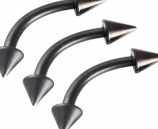 bodyjewelry 3Pcs 16g 16 gauge 1.2mm 5/16 8mm Black Anodized steel eyebrow lip ear tragus rings curved barbell bar AJGE Pierced Body Jewellery