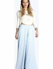 boohoo 90s Grunge Style Button Front Maxi Skirt - ice