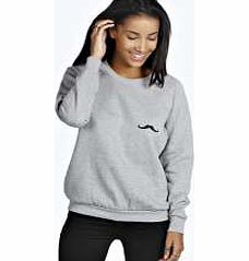 Abigail Moustache Print Sweat - grey marl azz19930