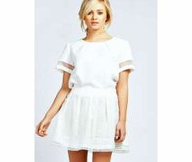 boohoo Aiva Caged Organza Mini Skirt - white azz30615