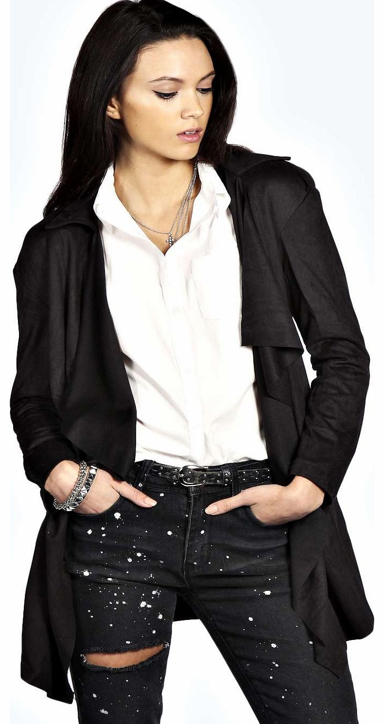 Alana Suedette Waterfall Jacket - black azz18345