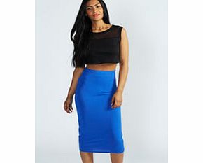 boohoo Alexis Midi Jersey Tube Skirt - blue azz48300