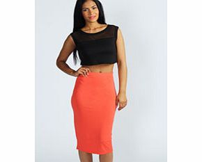 boohoo Alexis Midi Jersey Tube Skirt - orange azz48300