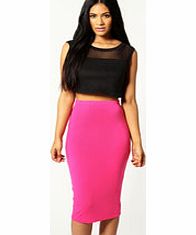 boohoo Alexis Midi Jersey Tube Skirt - pink azz48300