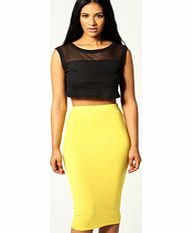 boohoo Alexis Midi Jersey Tube Skirt - yellow azz48300