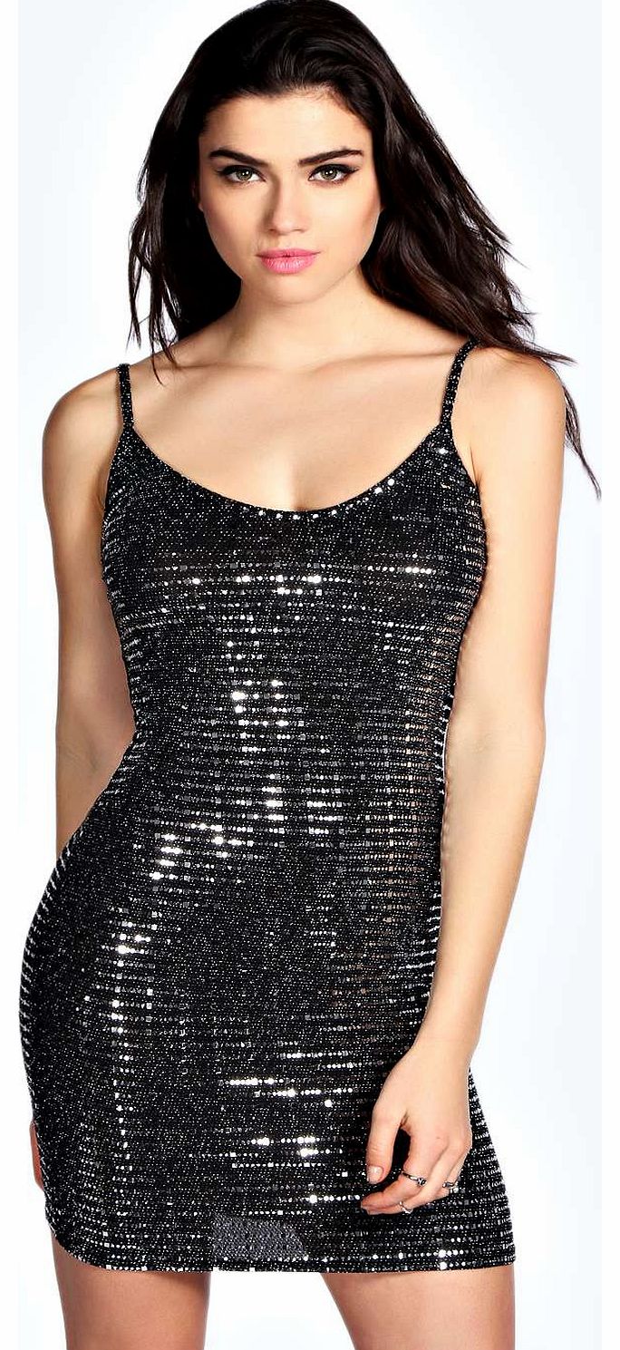 Alice Sequin Bodycon Dress - black azz19001