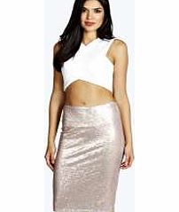 boohoo All Over Sequin Midi Skirt - blush azz21753