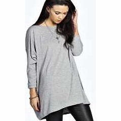 Amy Oversized Batwing Tee - grey marl azz20279