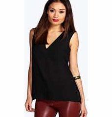 Anna Deep V Neck Sleeveless Tank - black azz20284