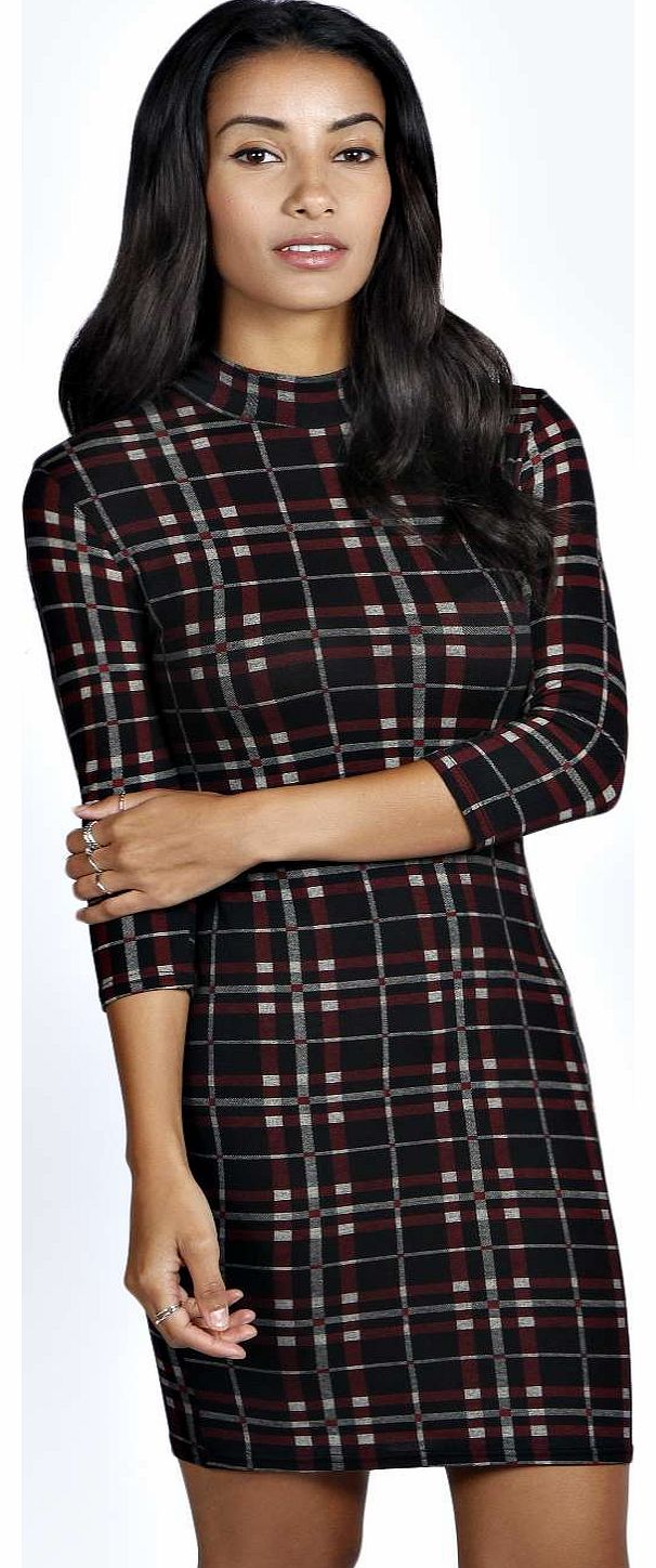 Annabelle Turtle Neck Tartan Bodycon Dress -