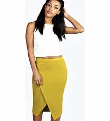 boohoo Asymmetric Hem Midi Skirt - olive azz11749