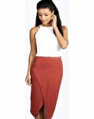 boohoo Asymmetric Hem Midi Skirt - terracotta azz11749