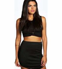 boohoo Asymmetric Hem Scuba Mini Skirt - black azz10546