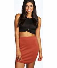 boohoo Asymmetric Hem Scuba Mini Skirt - brick red