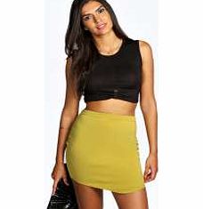 boohoo Asymmetric Hem Scuba Mini Skirt - olive azz10546