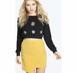 boohoo Asymmetric Wrap Mini Skirt - mustard azz17660