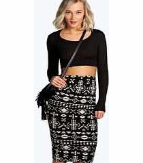 boohoo Aztec Print Midi Skirt - multi azz10858