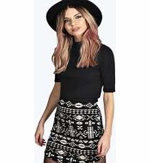 boohoo Aztec Print Mini Skirt - black azz14566