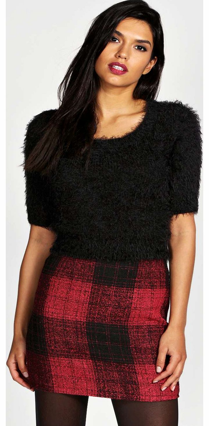 boohoo Bea Boucle Check Mini Skirt - red azz16763