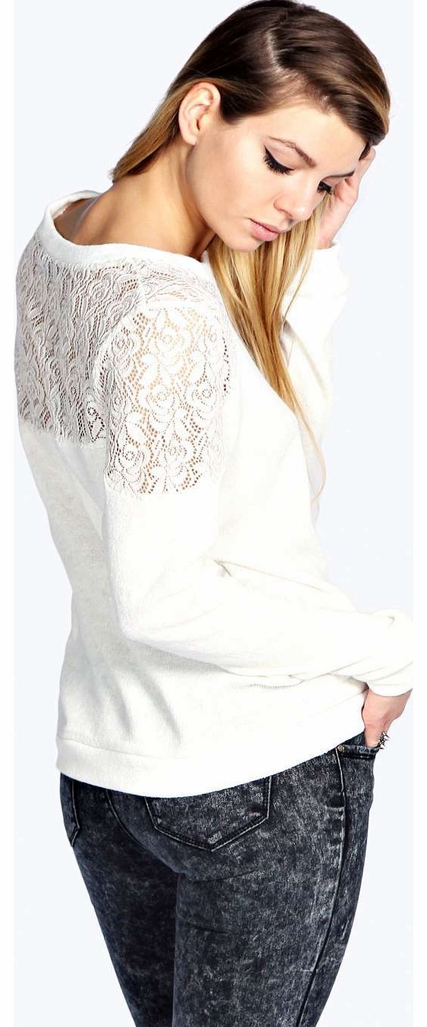 Bella Lace Back Jumper - cream azz18614