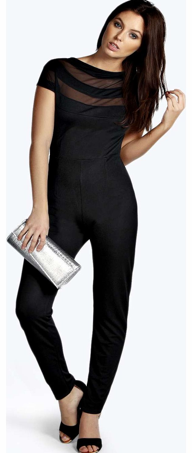 Bethanie Mesh Insert Jumpsuit - black azz16690