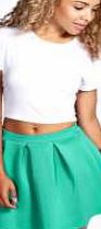 boohoo Box Pleat Colour Pop Skater Skirt - emerald