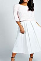 boohoo Box Pleat Midi Length Scuba Skater Skirt - ivory