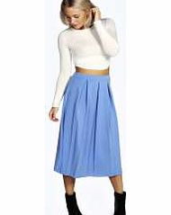 boohoo Box Pleat Scuba Midi Skirt - mid blue azz12809